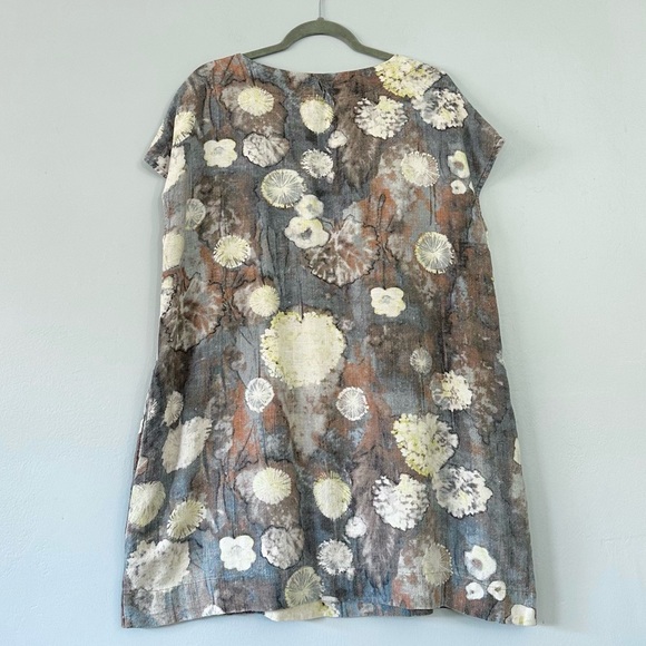 Brynn Walker Ansel Tunic Dress Burdock Blue Floral Linen Blend size S Lagenlook - Picture 14 of 16